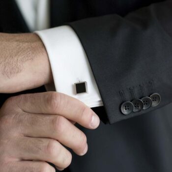 Men Gold & Silver-Toned & Black Circular Cufflink